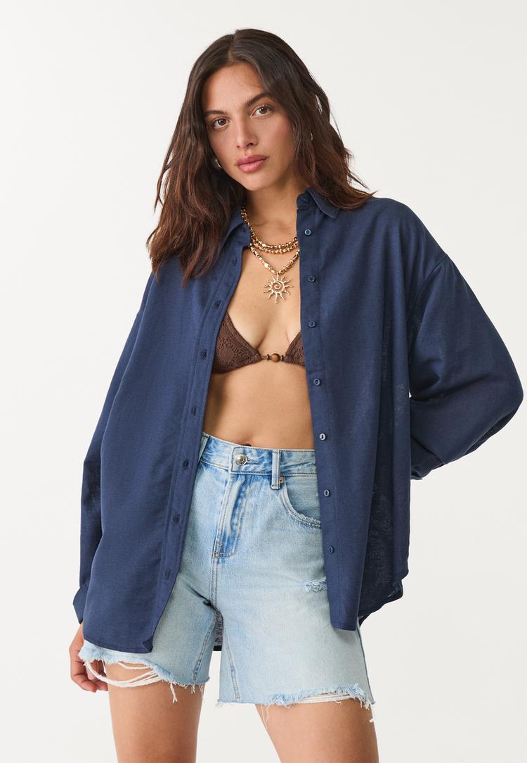 camisa fluida con lino