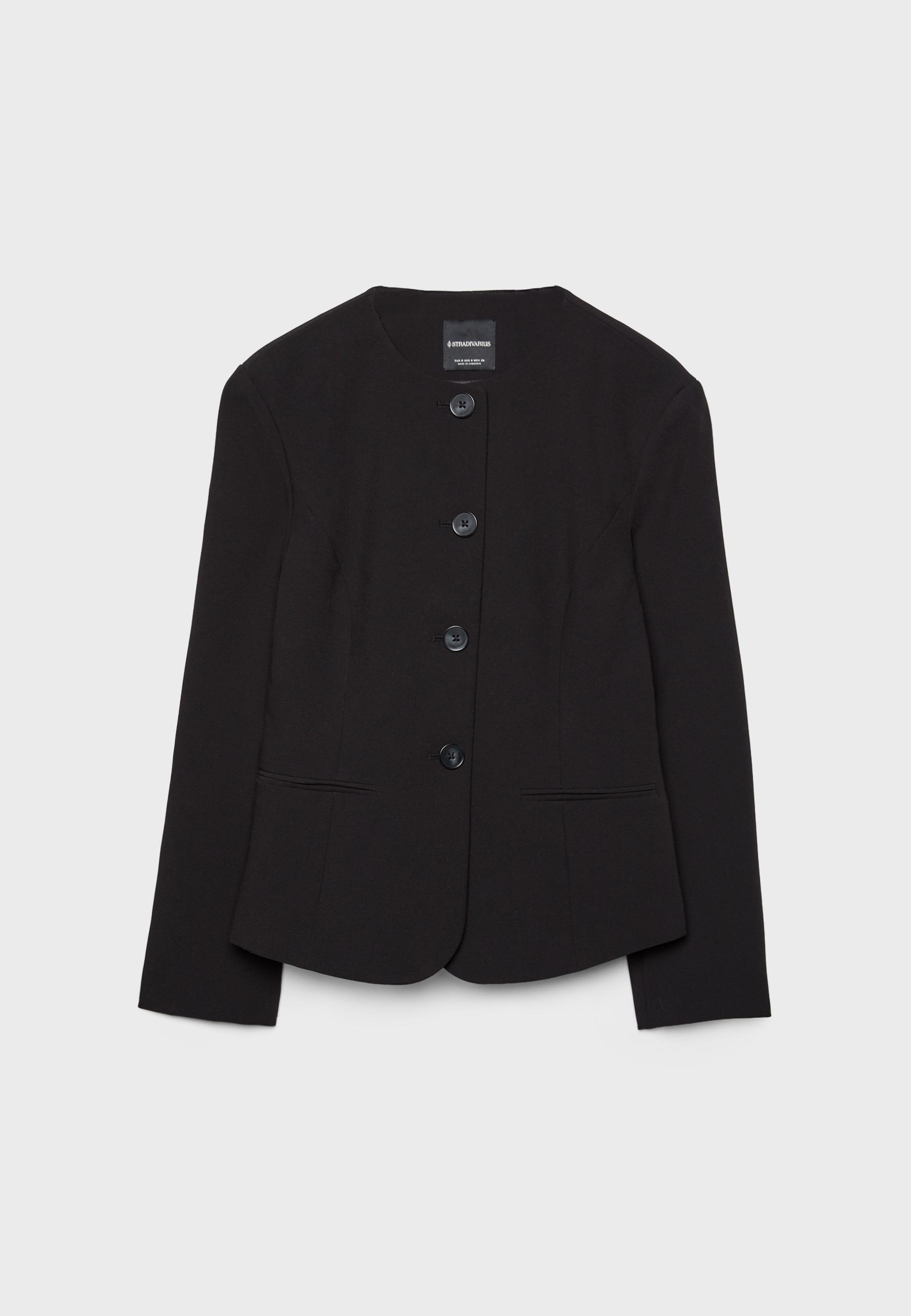 Collarless blazer — Black