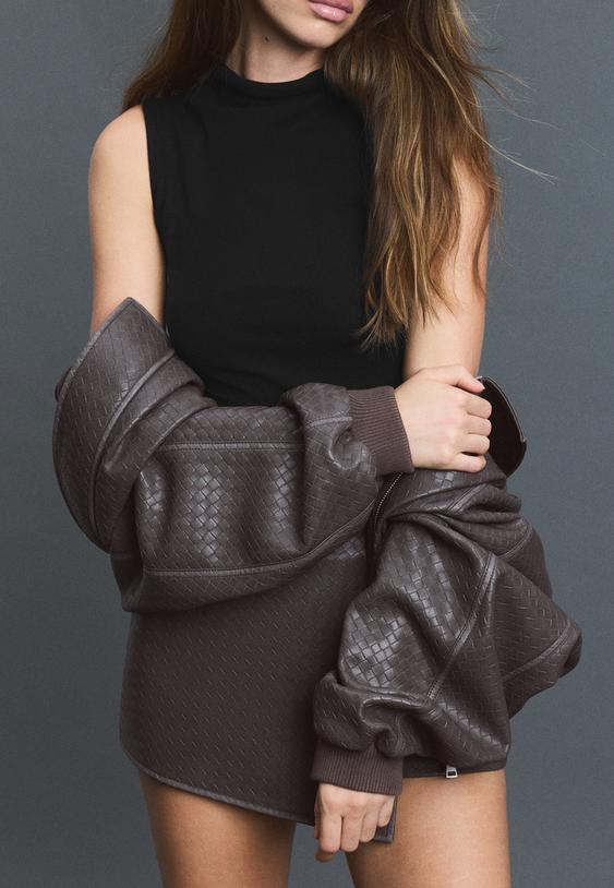 Stradivarius Mouwloos Shirt Met Opstaande Kraag Zwart Xl