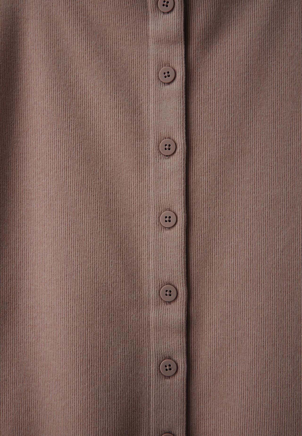 Stand collar knit cardigan — Brown