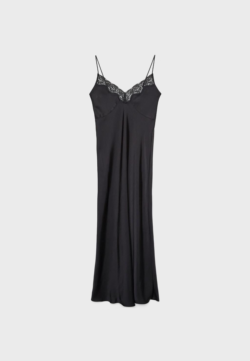Langes Unterkleid in Satinoptik