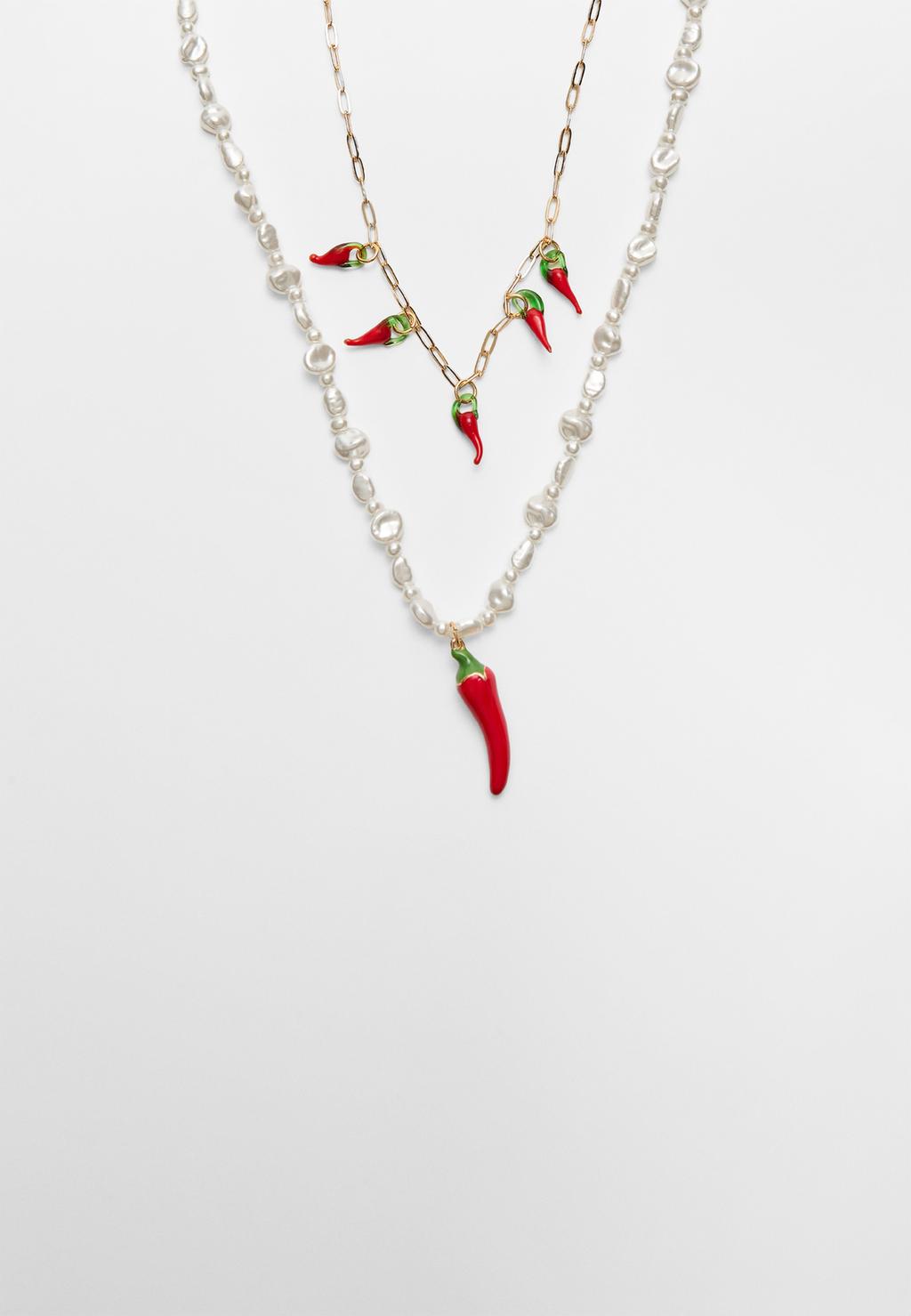 Set of 2 peppers charm necklaces