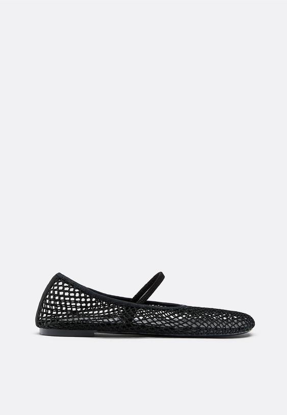 Stradivarius Mesh Strap Ballet Flats Black 7