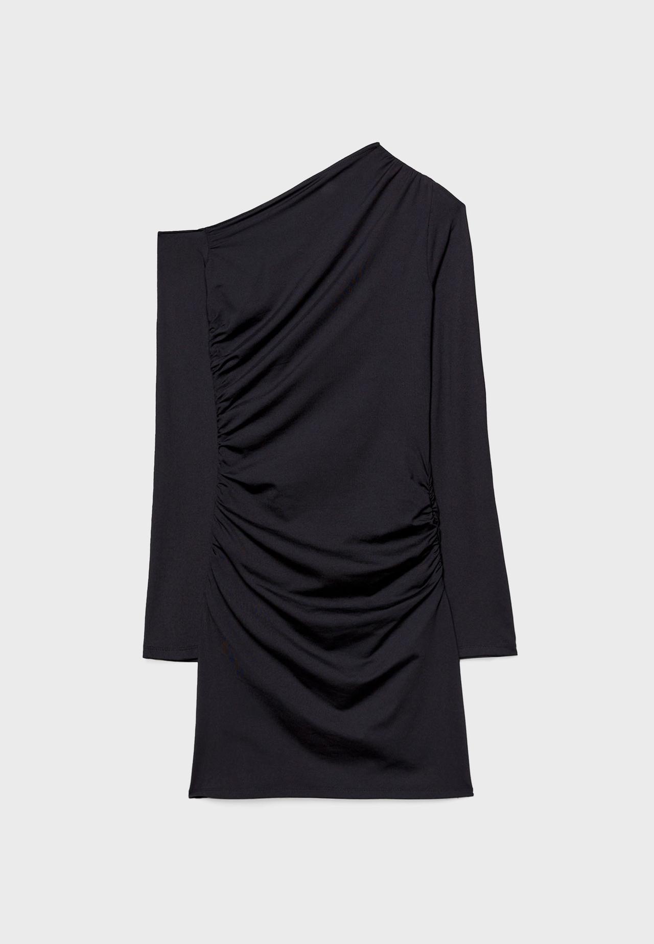 Short asymmetric dress — Black