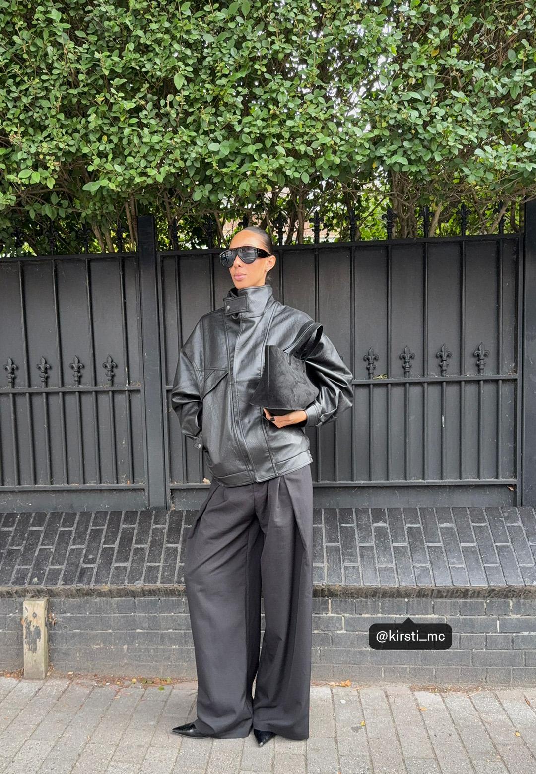 Oversize leather effect jacket — Black