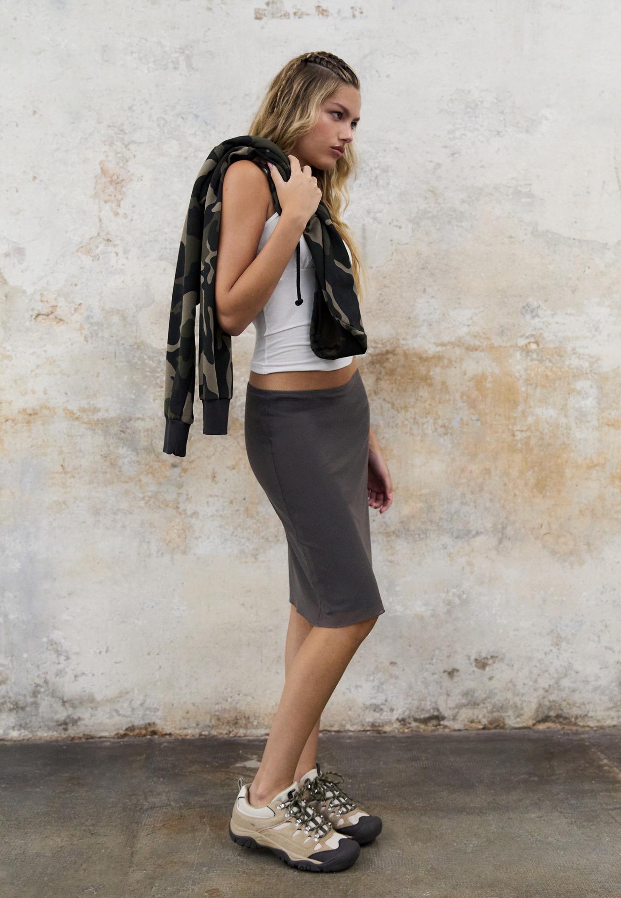 Tulle midi skirt — Dark grey