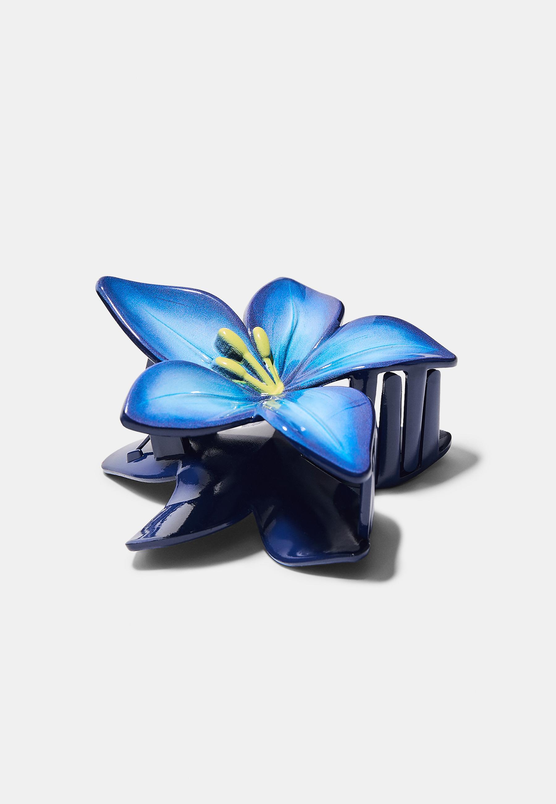 Flower hair clip — Electric blue