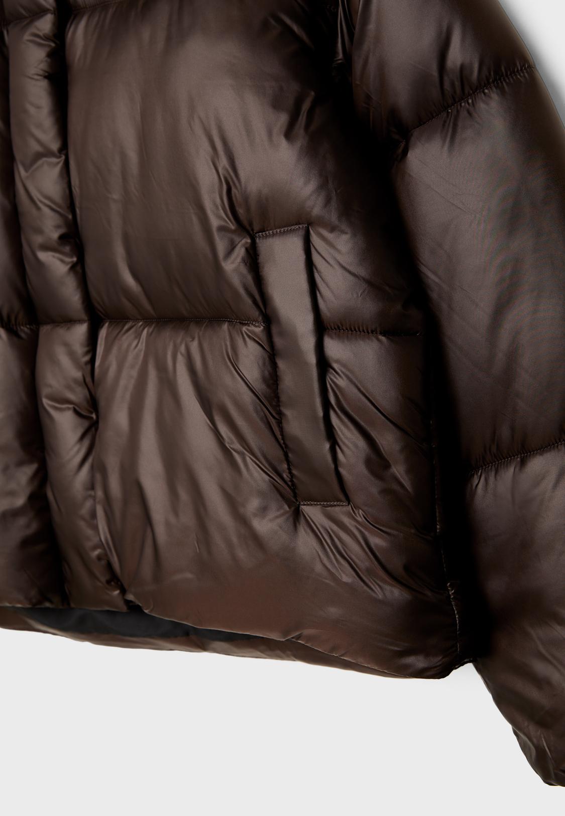 Stradivarius Pilotenjacke Aus Kunstleder Steppjacke Mit Satinoptik