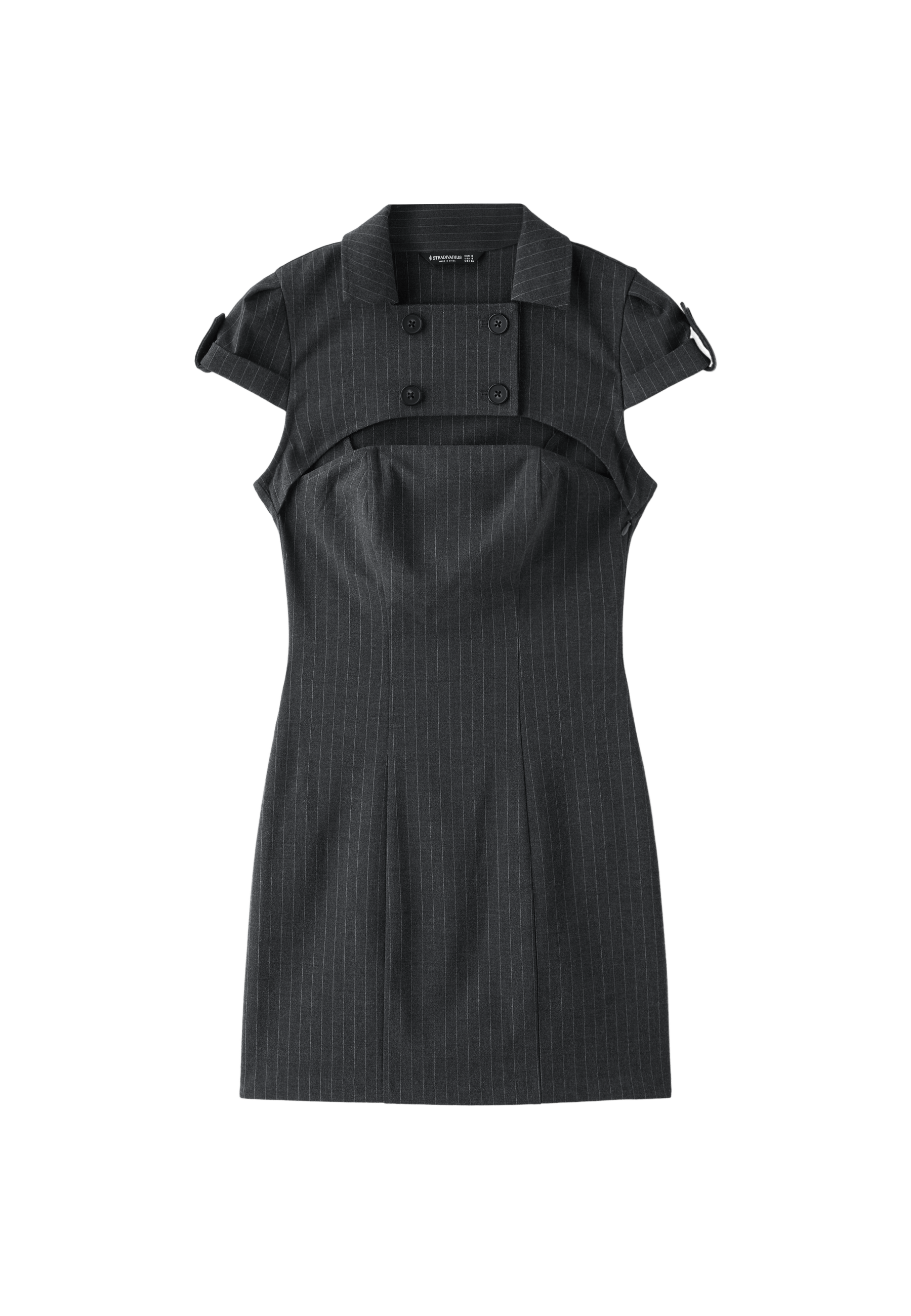 Tailored mini dress with buttons — Dark grey