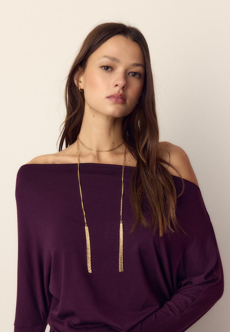 Stradivarius Σετ 2 Μακριά Κολιέ Χρυσαφί Os φωτογραφία