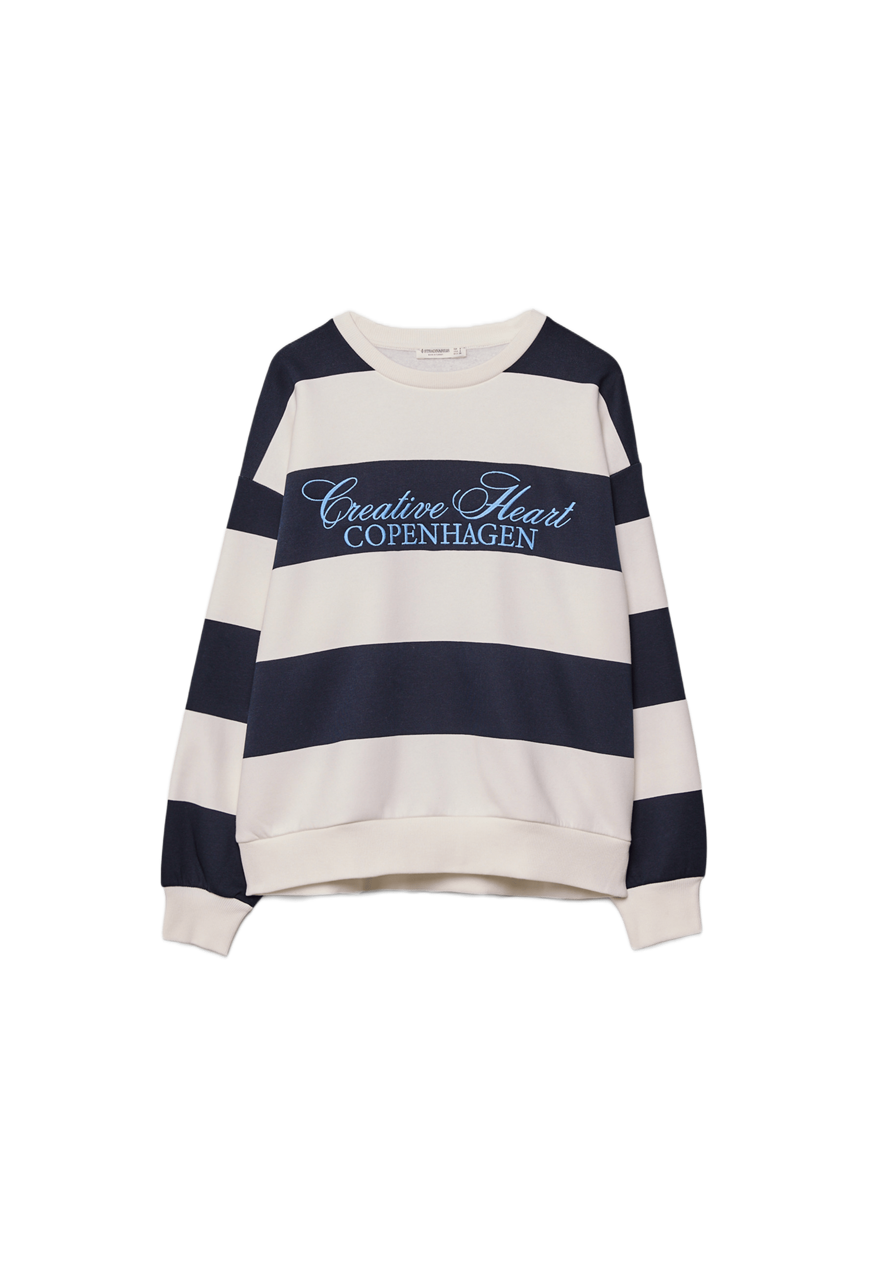 Embroidered Stripe Sweatshirt — Navy blue