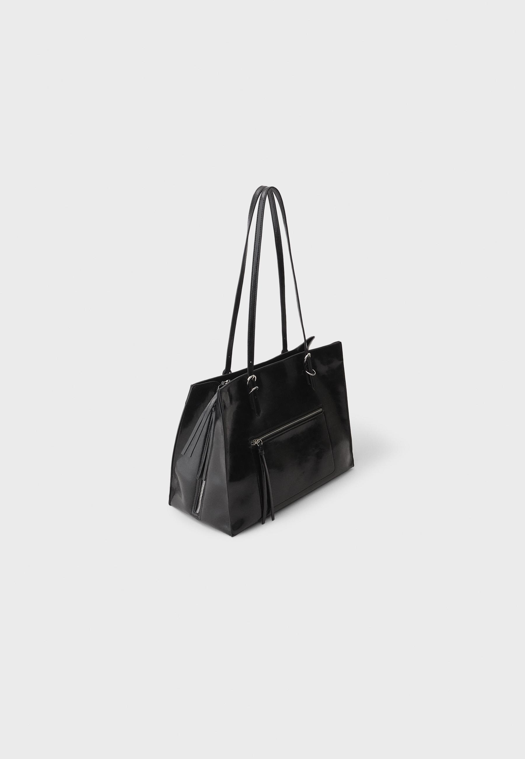 Stradivarius Fermuarlı suni deri shopper çanta görsel 3