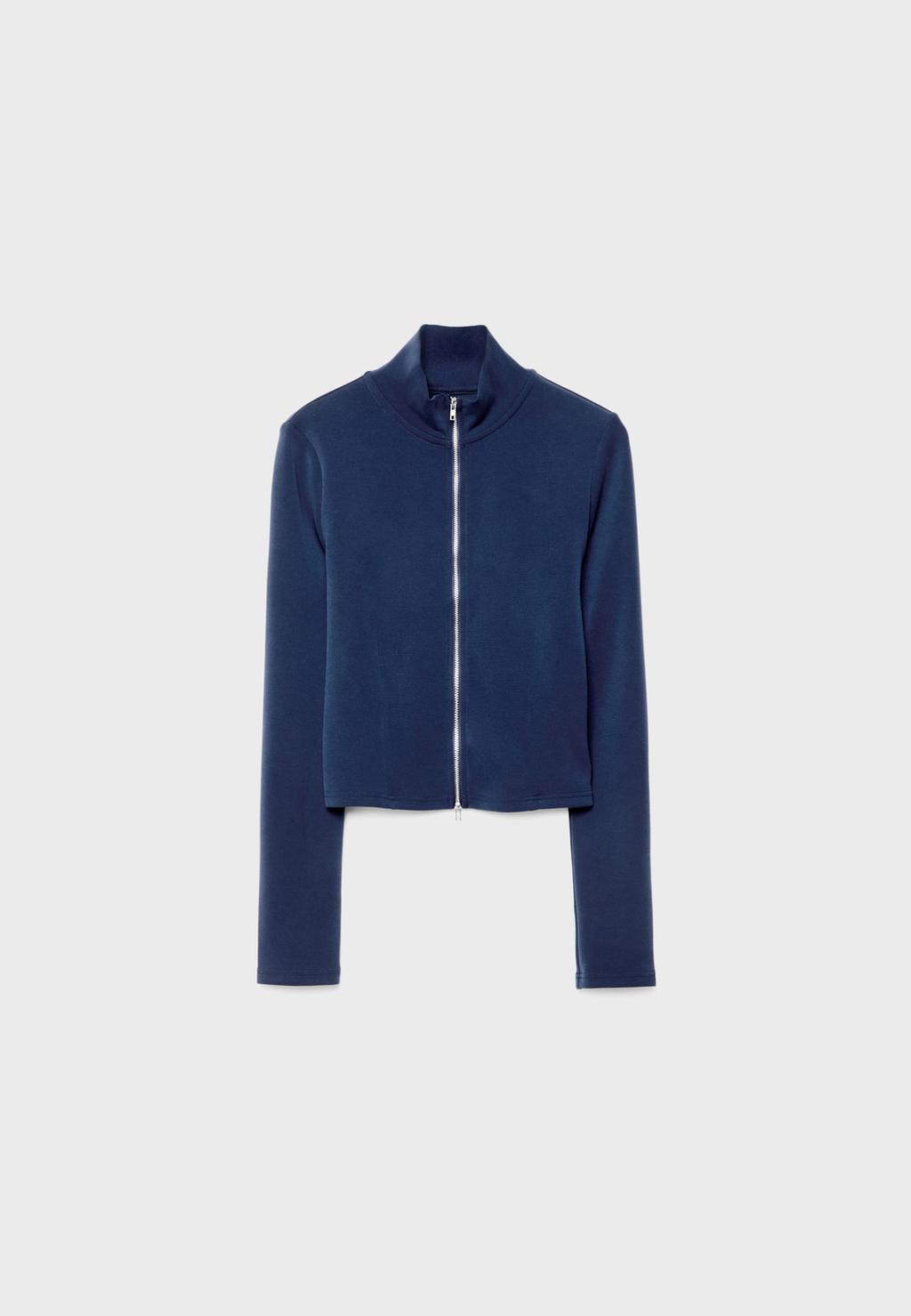 Cardigan con cerniera in tessuto morbido