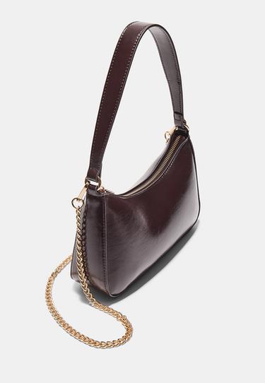 Shoulder bag with long chain — Brown 3