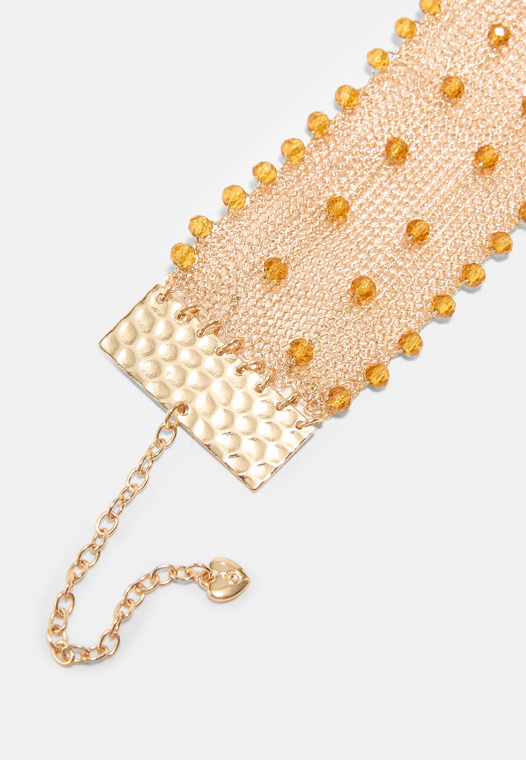 Rigid metal mesh choker — Gold