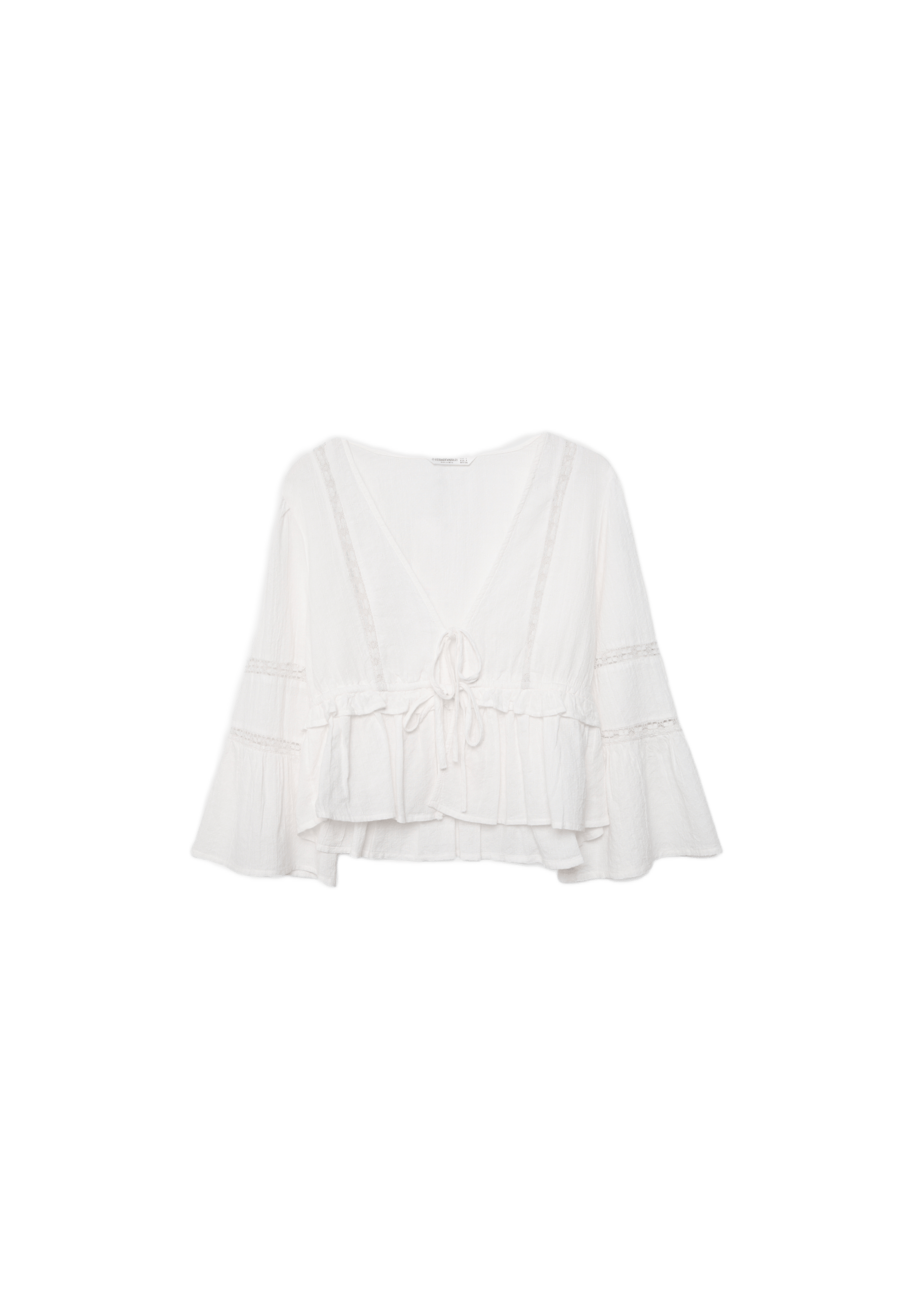 Peplum blouse with ruffles — White