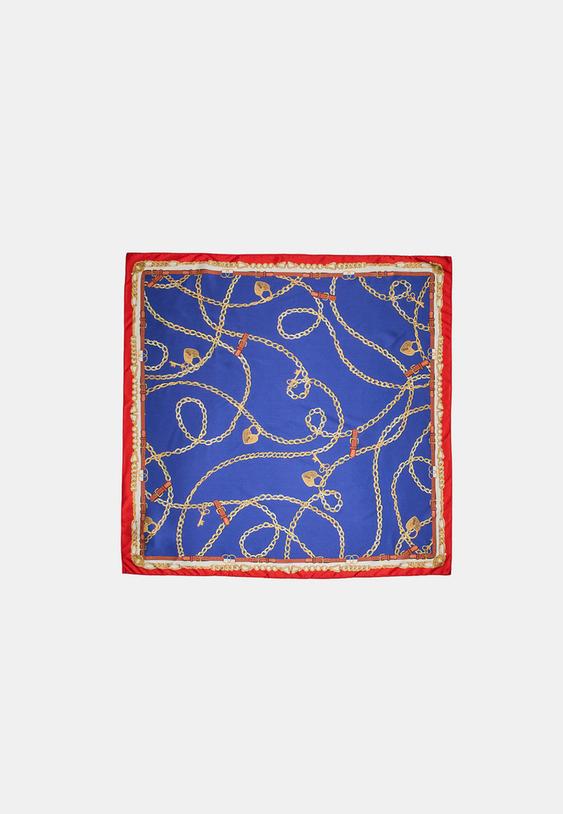 Stradivarius Chain Scarf Blue Os