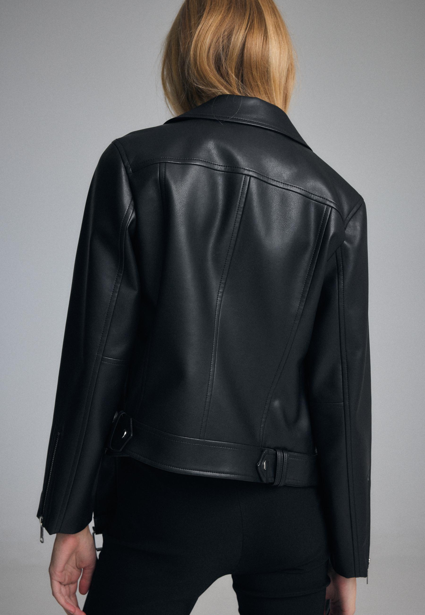 Leather effect biker jacket — Black
