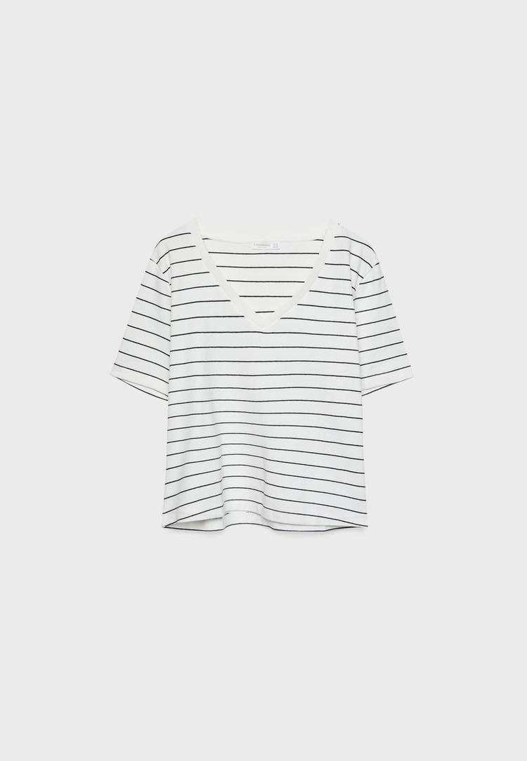 Basic regular fit çizgili kalın t-shirt_4
