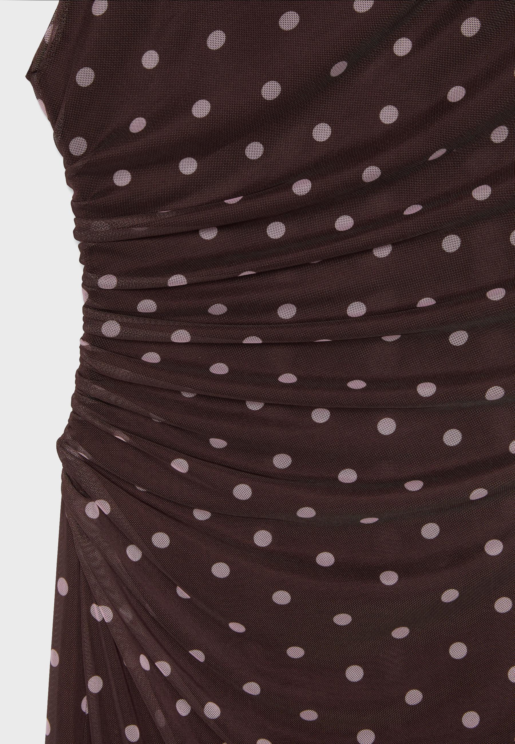 Polka dot print midi dress — Brown