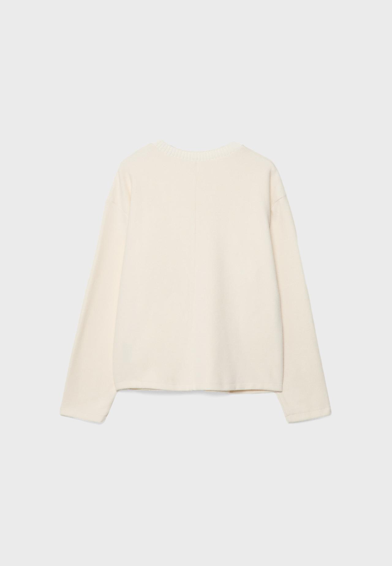 Knit round neck T-shirt — Ecru