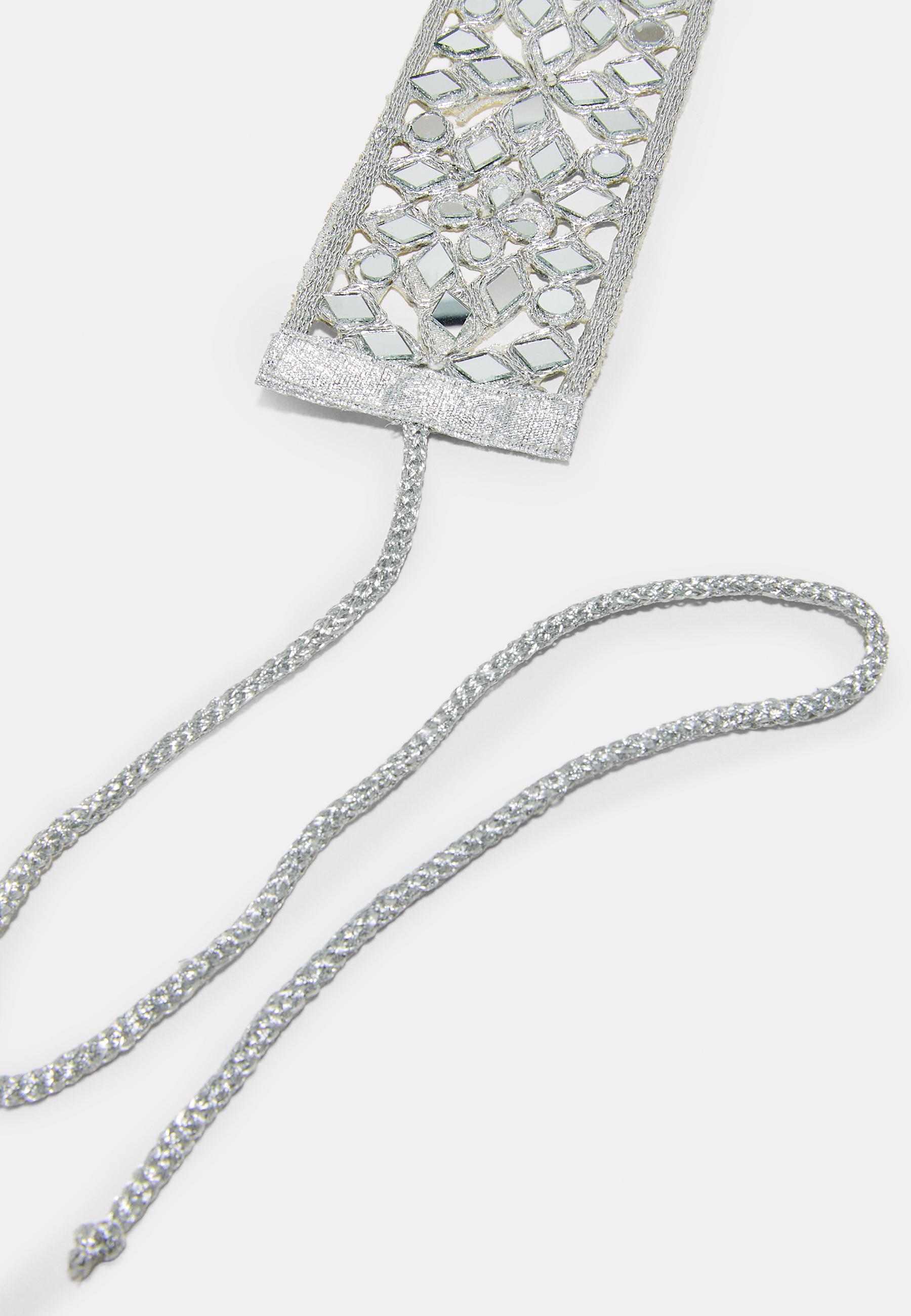 Belt with mirror appliqués — Grey