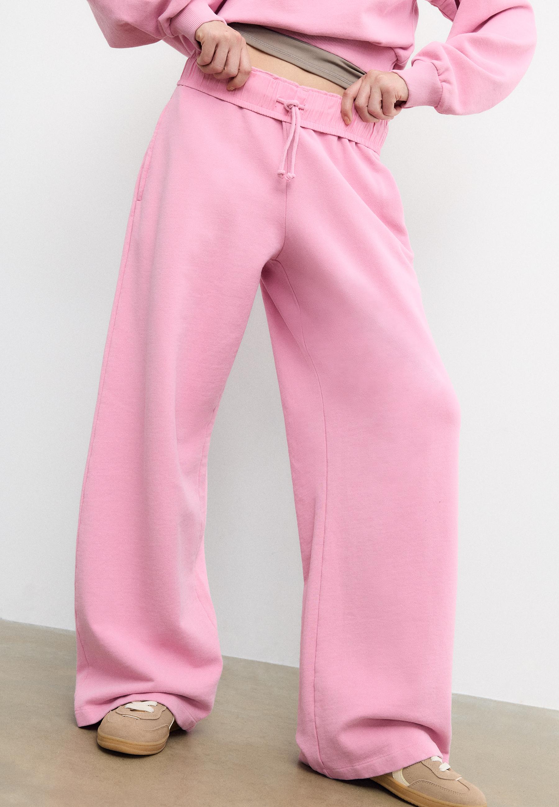 Washed effect straight-leg jogger trousers — Bubblegum pink