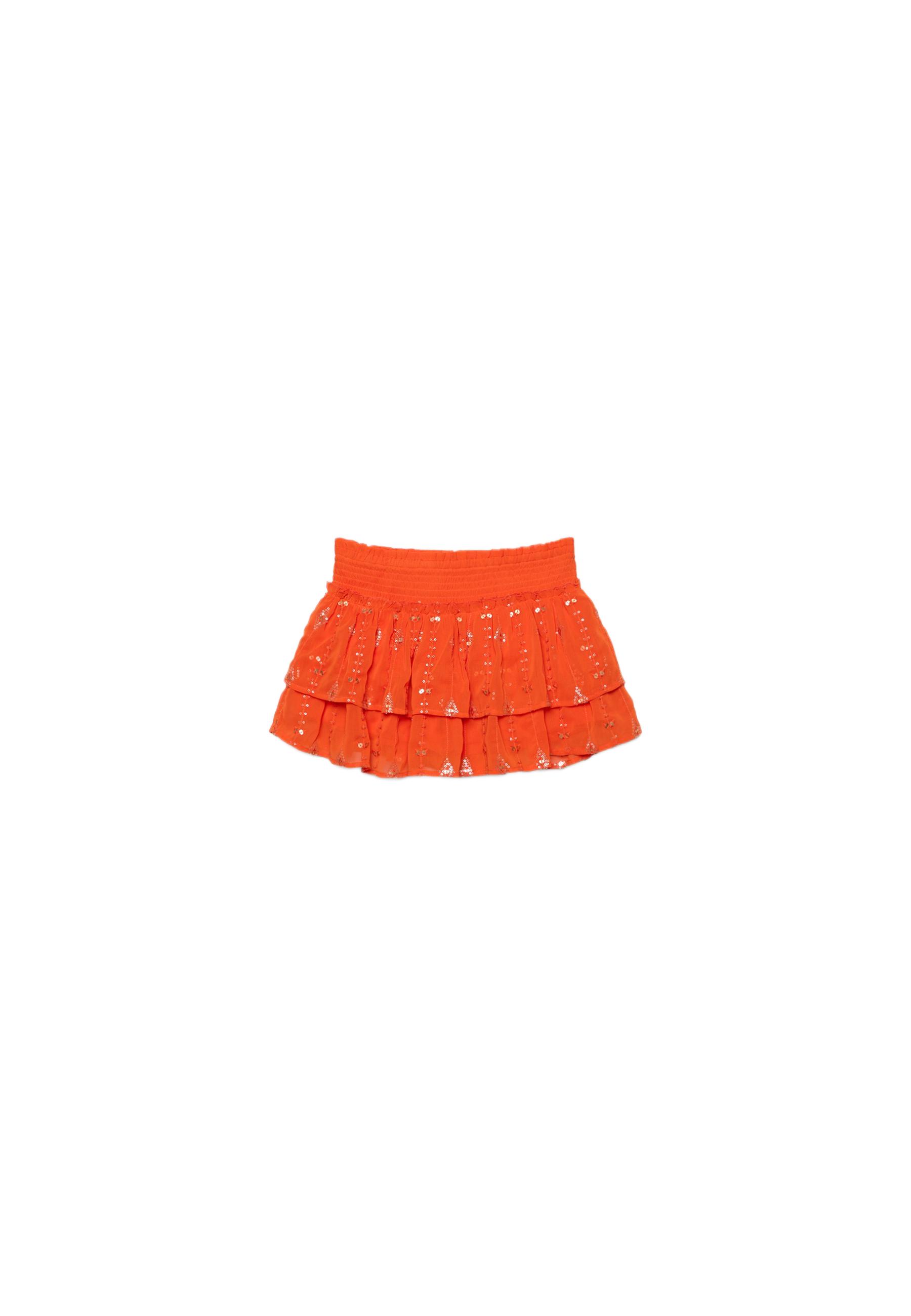 Embroidered mini skirt — Orange