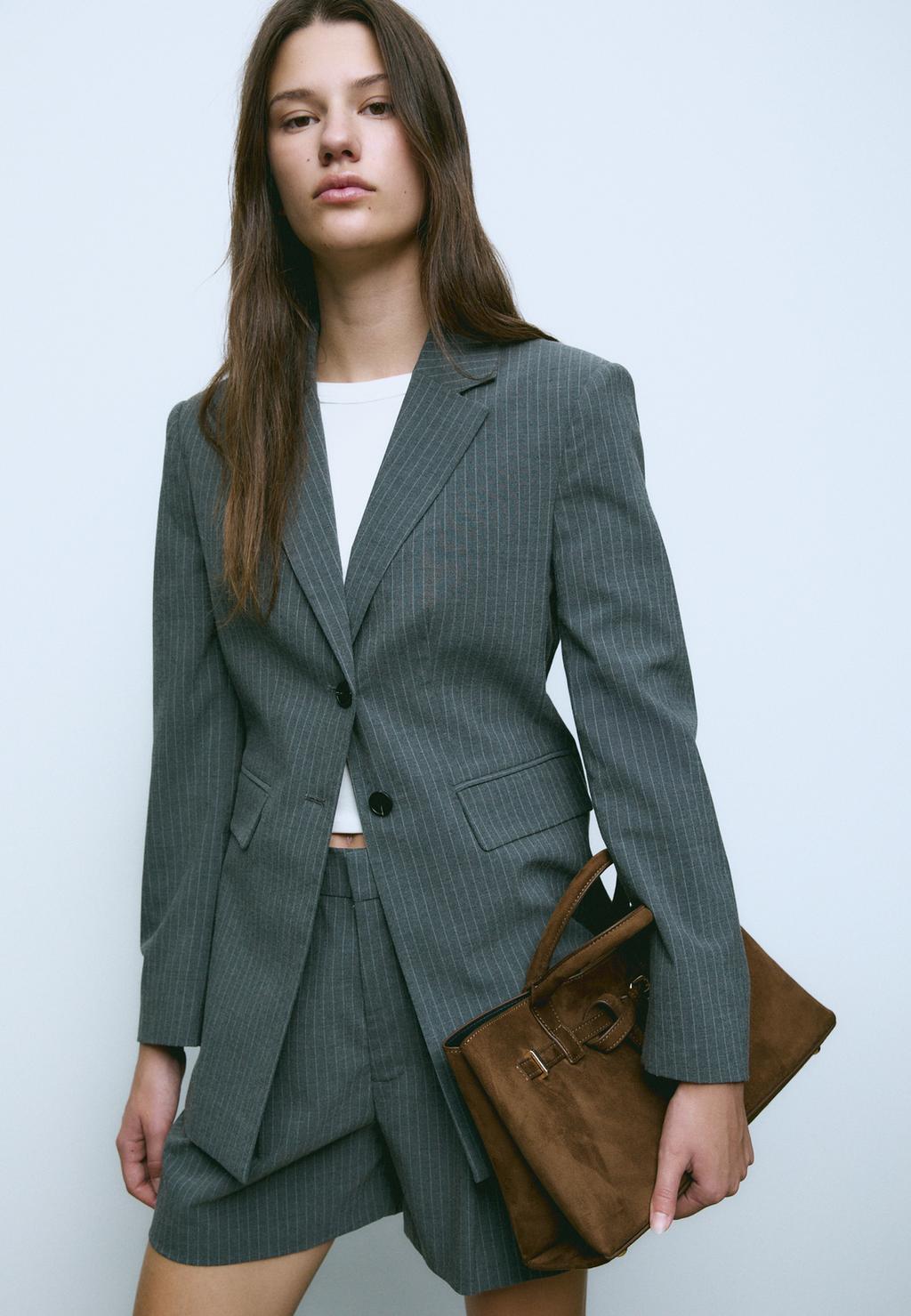 Straight fit striped blazer