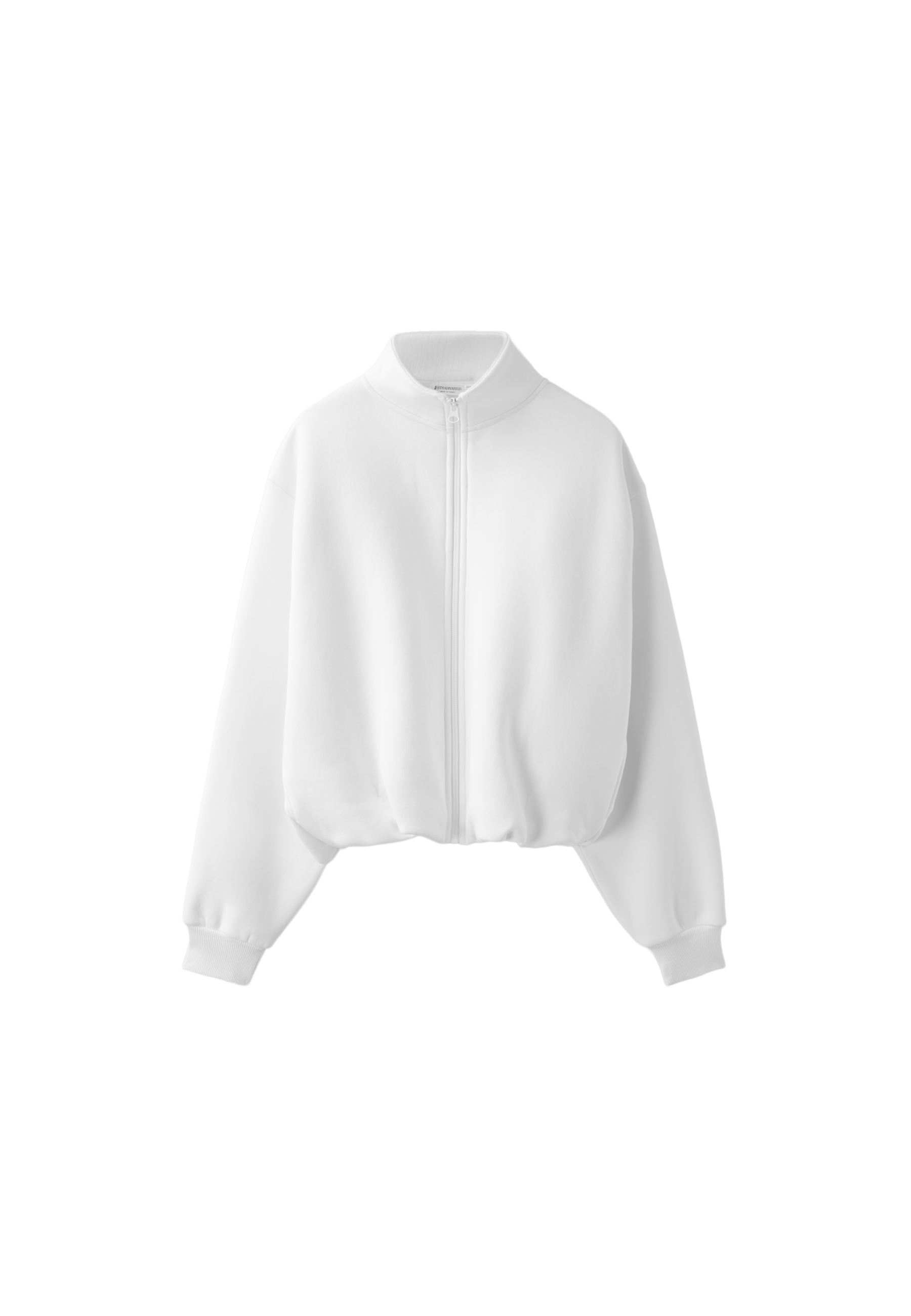 High neck cropped sweatshirt — Ecru