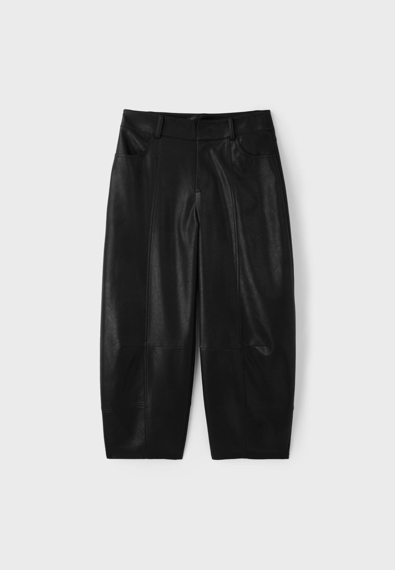 Leather effect barrel trousers — Black
