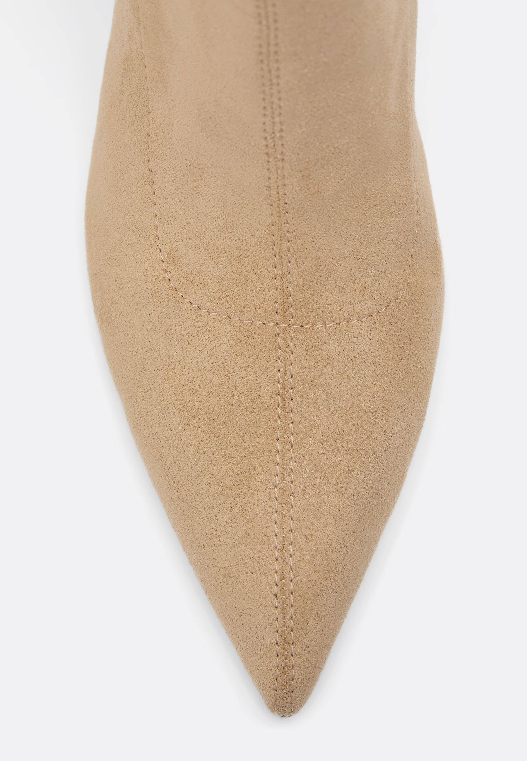 Faux suede stiletto ankle boots — BEIGE