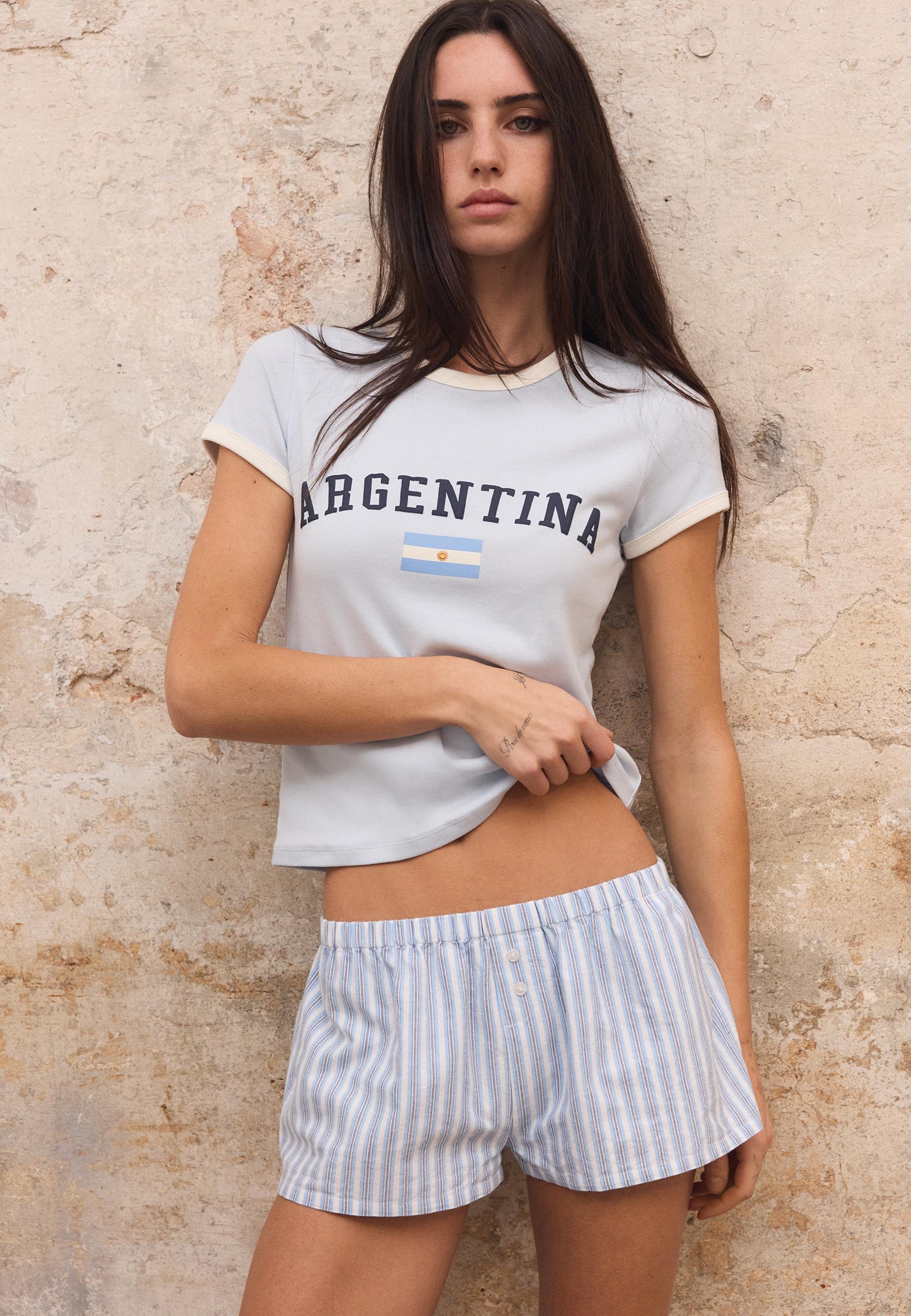 Striped button-detail shorts — Navy blue
