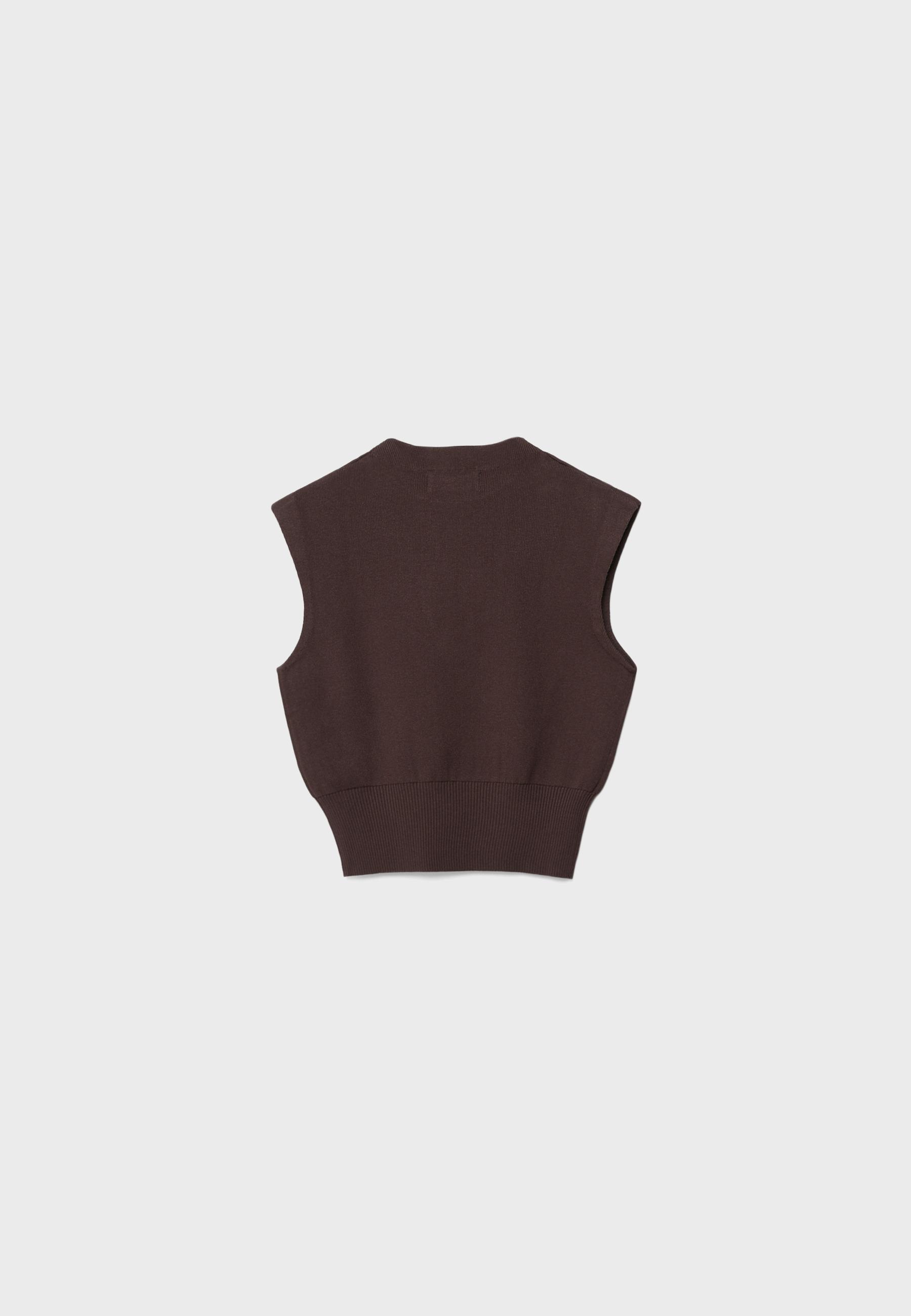 Knit round neck top — Brown