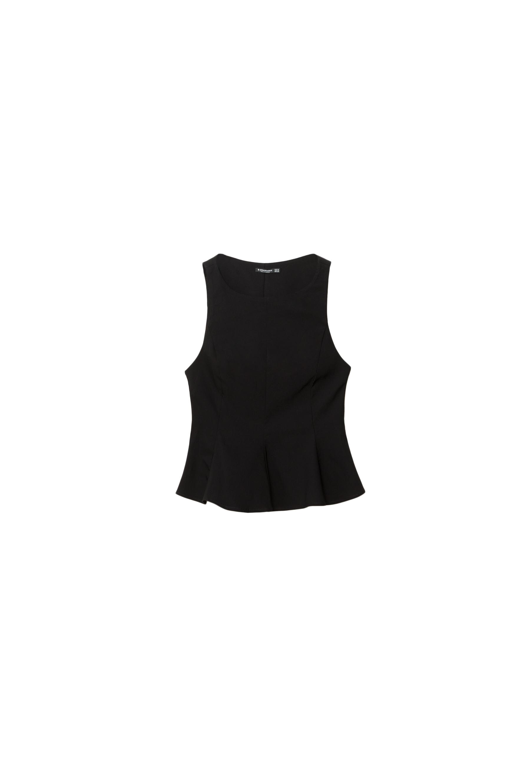 Sleeveless peplum top — Black