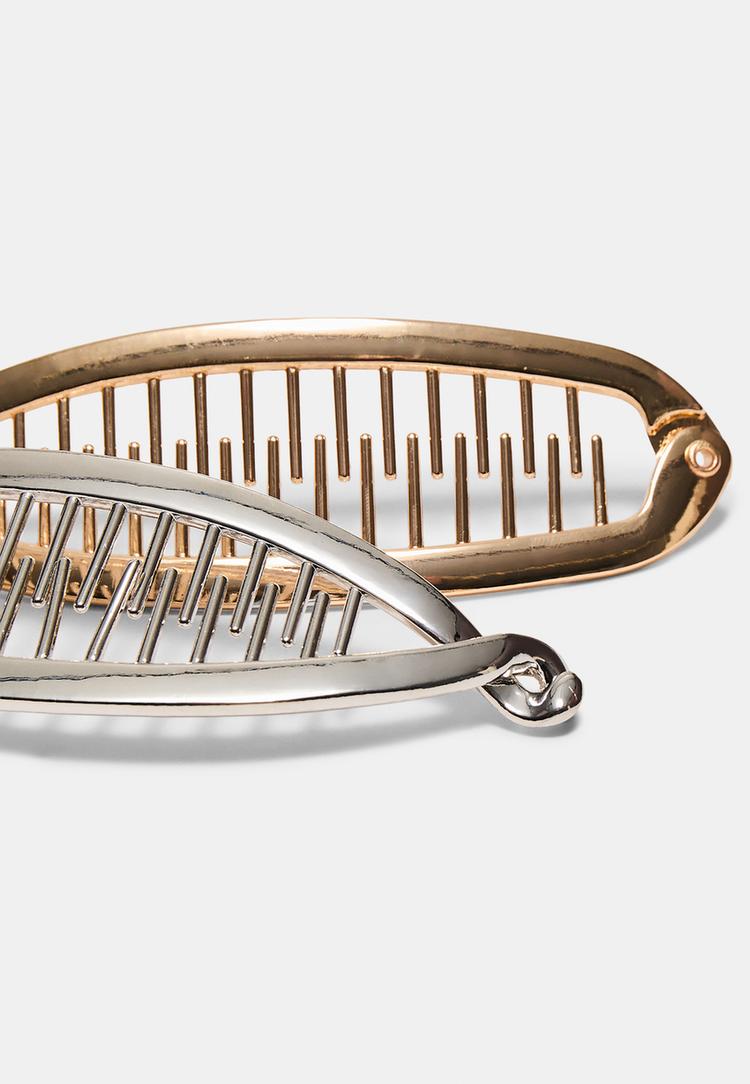 Stradivarius Σετ 2 Μεταλλικά Κλιπ Μπανάνα Χρυσαφί Os φωτογραφία