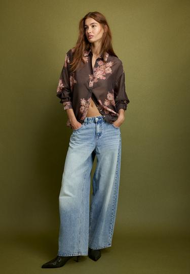 Floral print flowing shirt — Brown 2