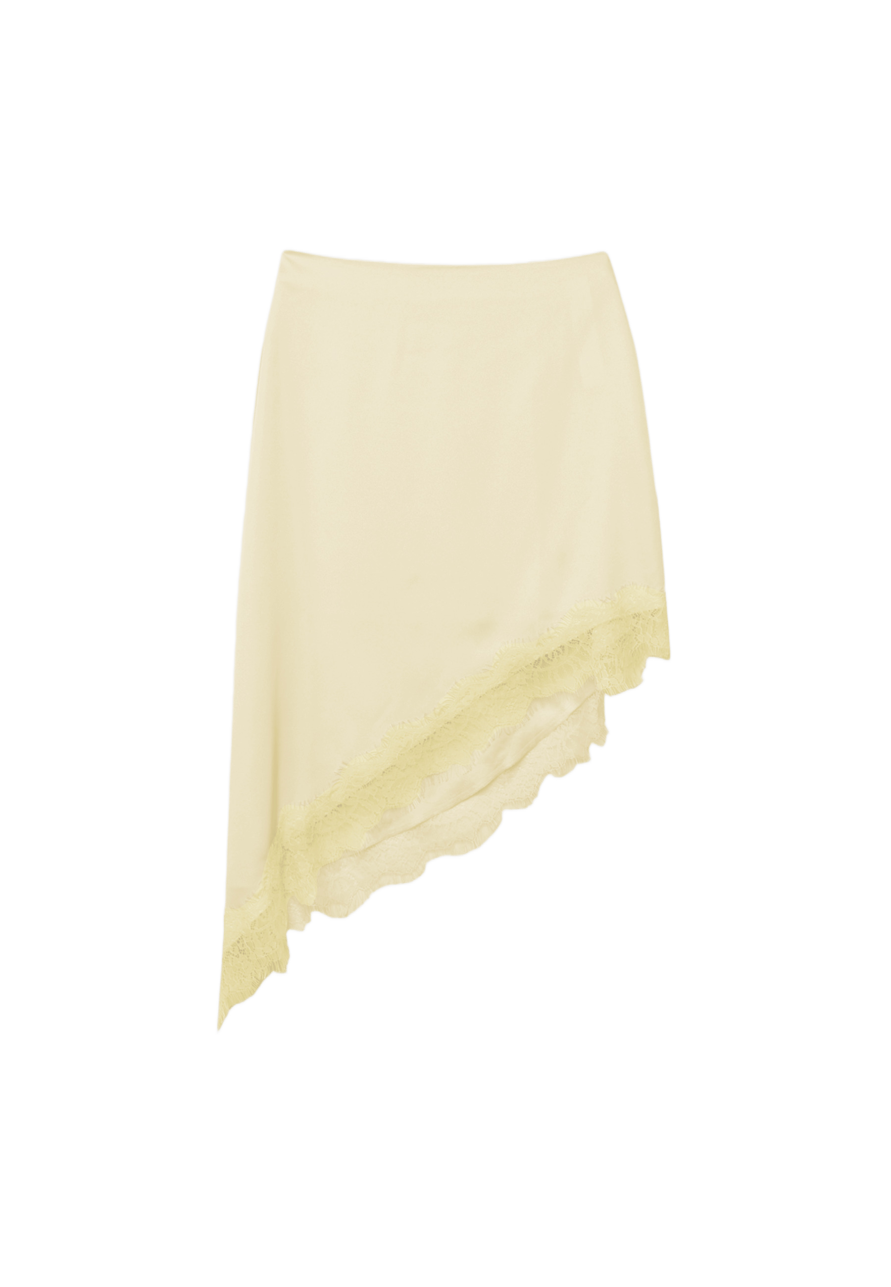 Satin asymmetric skirt — Pastel yellow