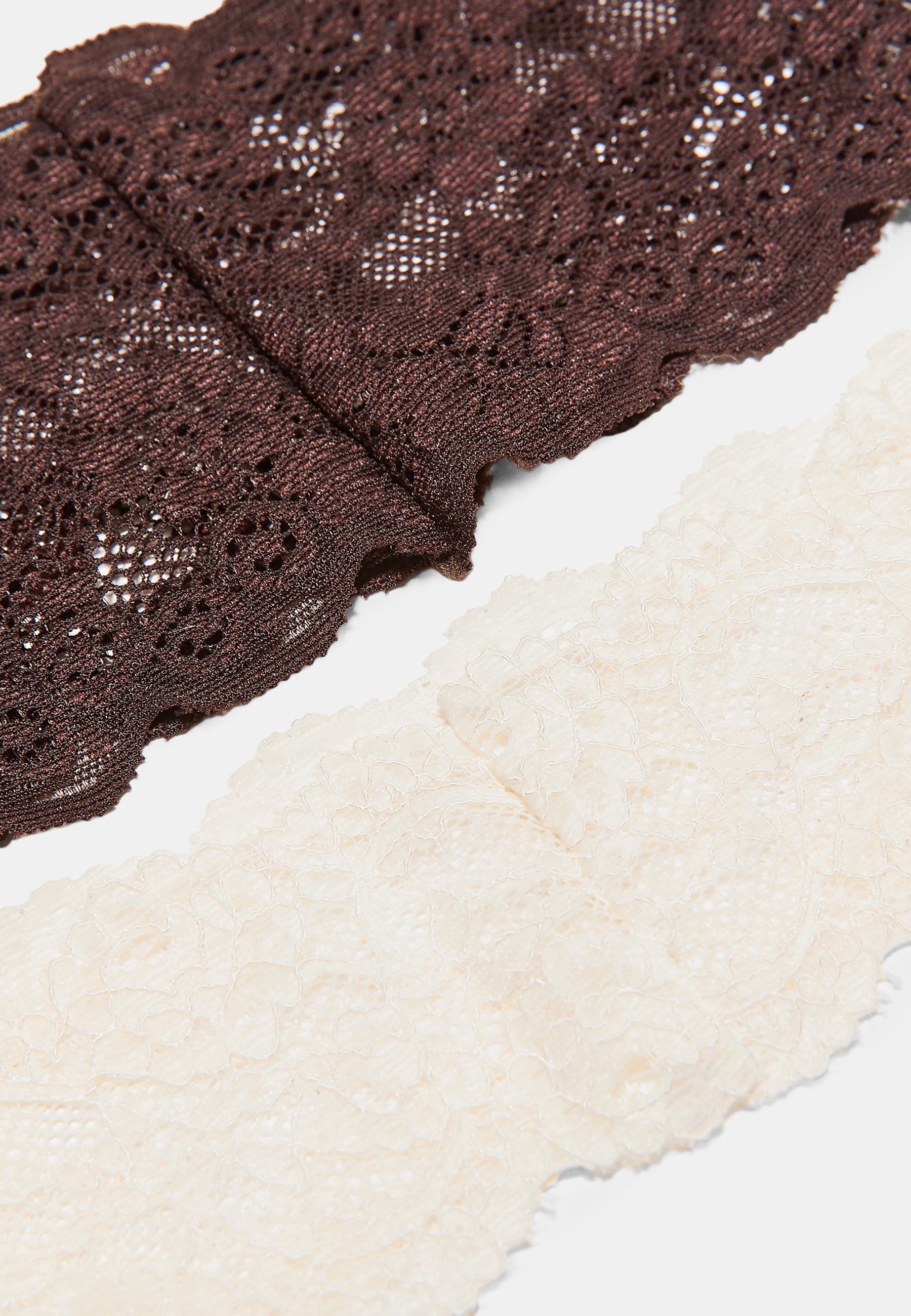 Set of 2 lace and fur hair ties — Black