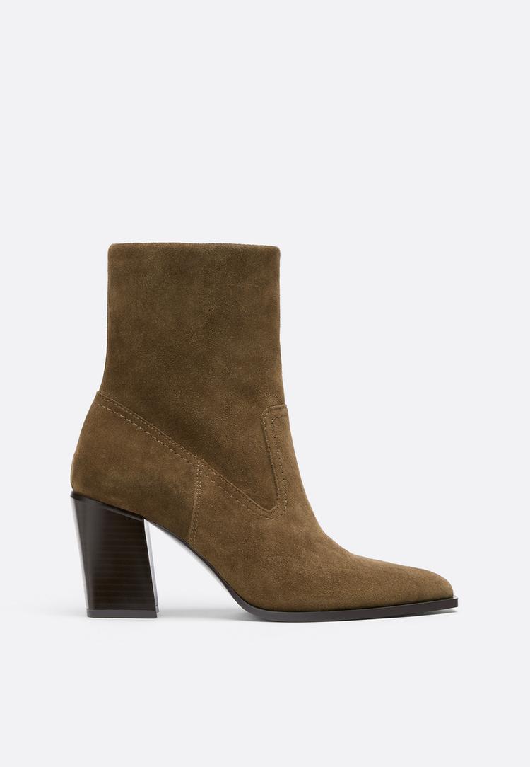 Stradivarius Leren enkellaarsjes met cowboyhak  Leer 35