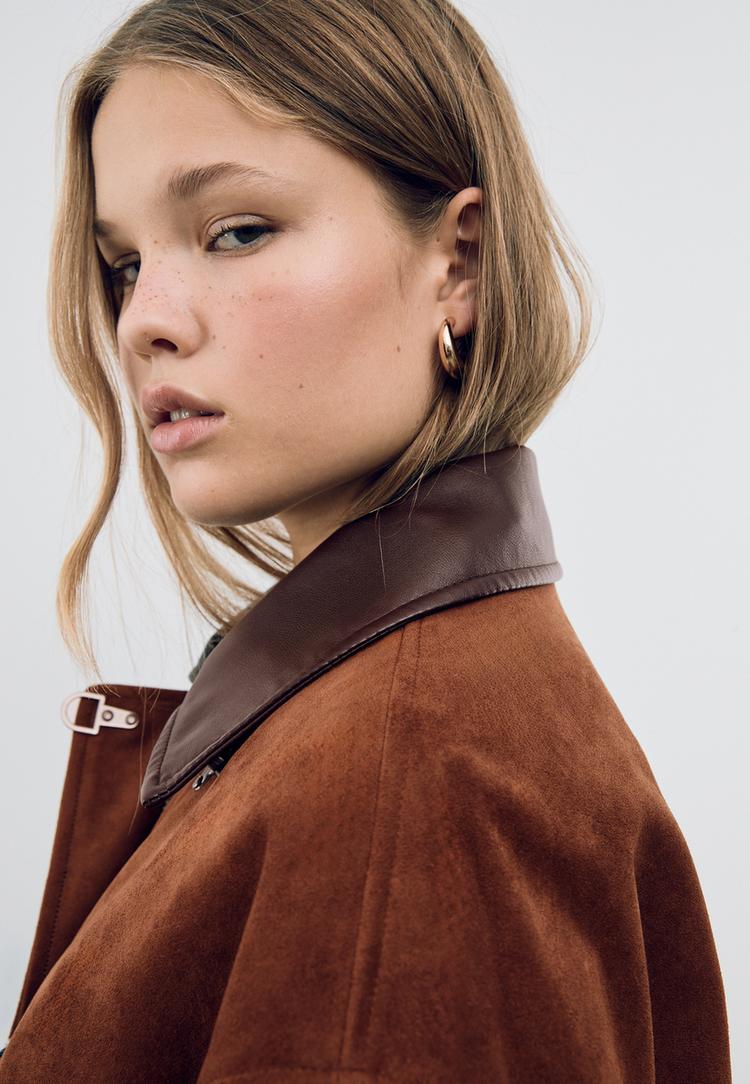 faux suede jacket with toggles