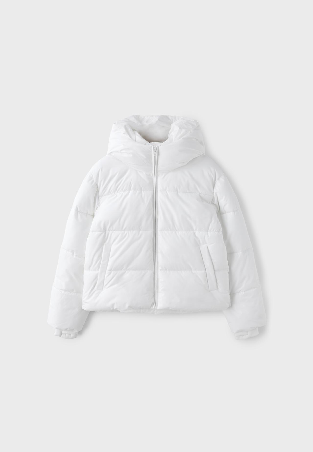 Basic hooded padded jacket — Ecru