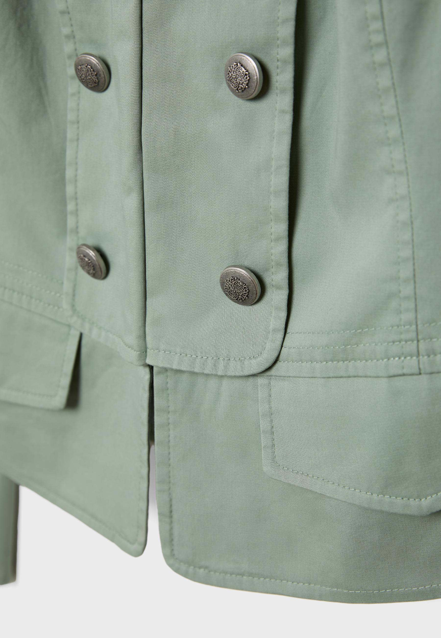 Stand collar buttoned blazer — Khaki
