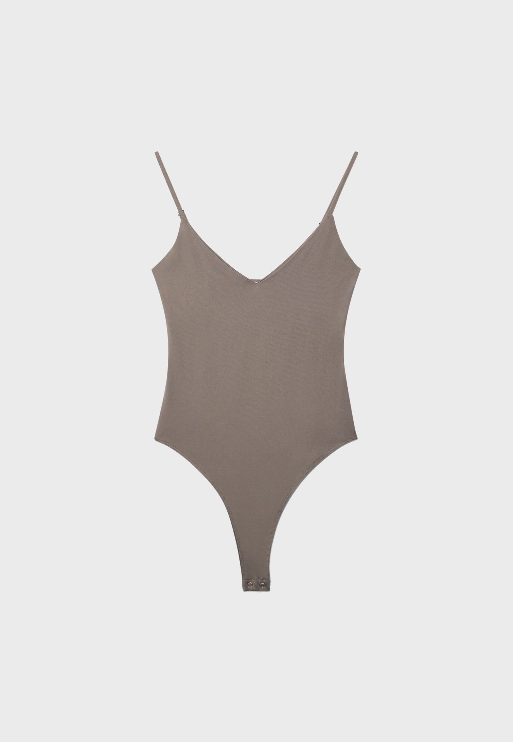 V-neck strappy bodysuit — Brown