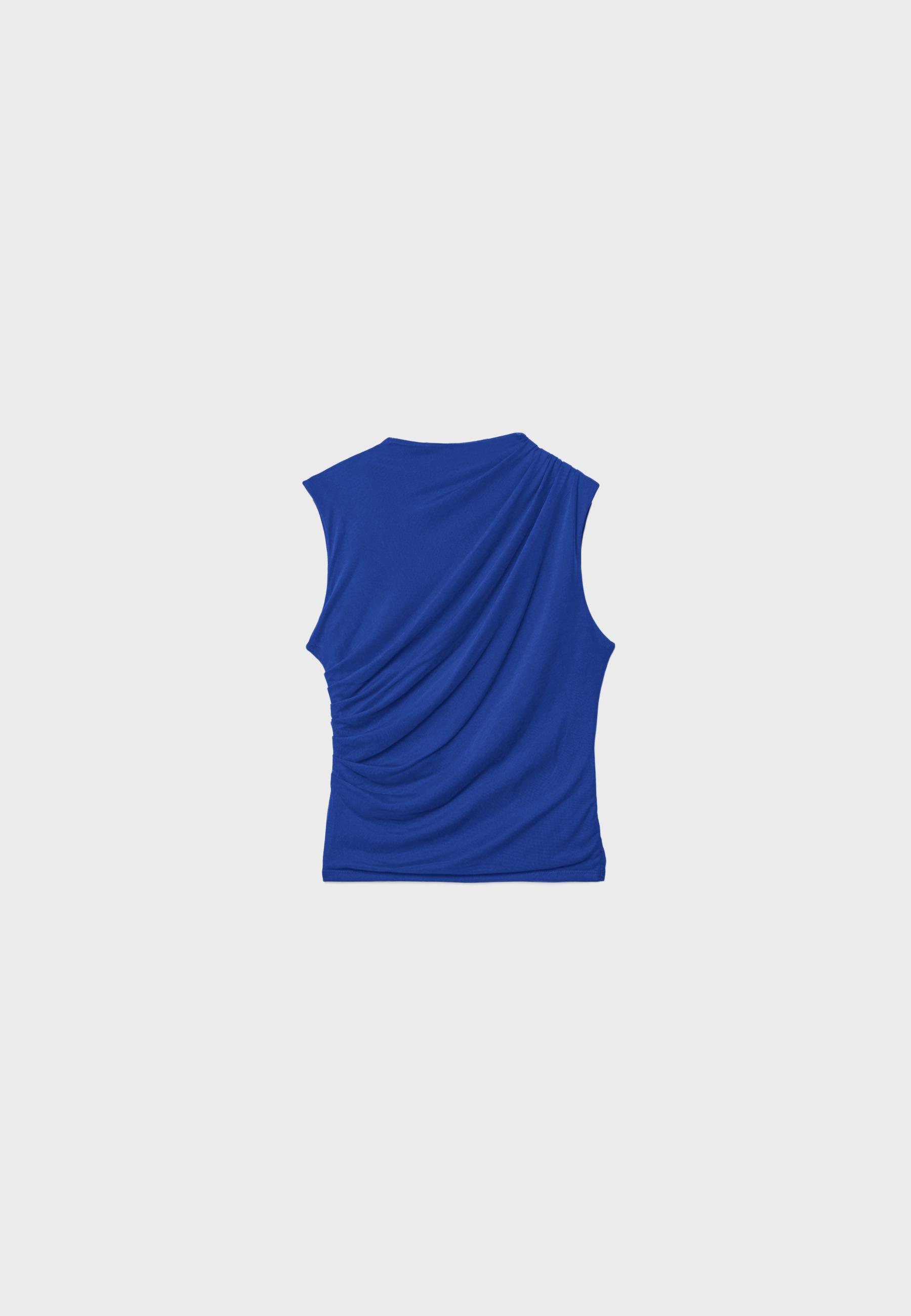 Gathered tulle T-shirt — Electric blue