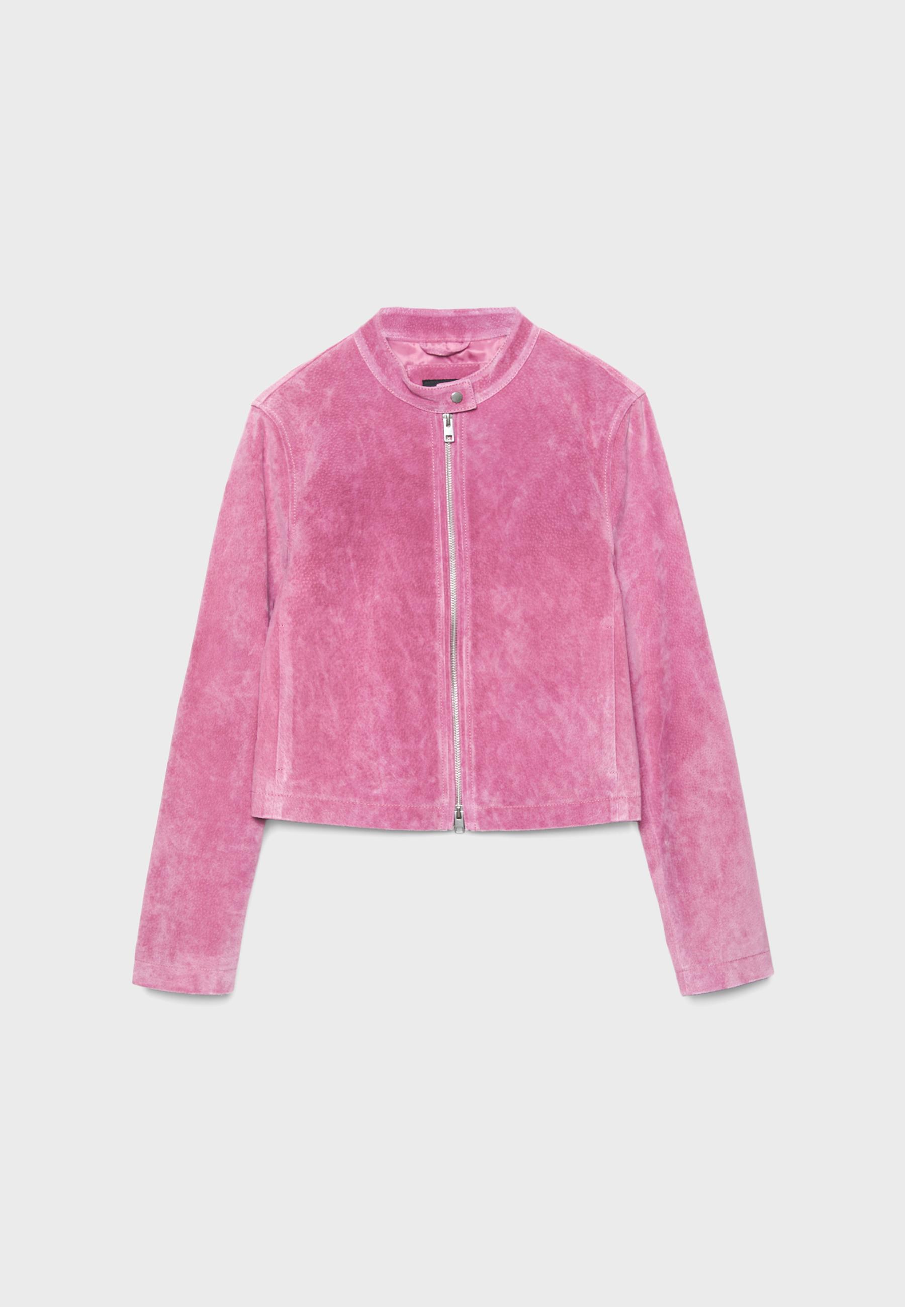 100% leather biker jacket — Bubblegum pink