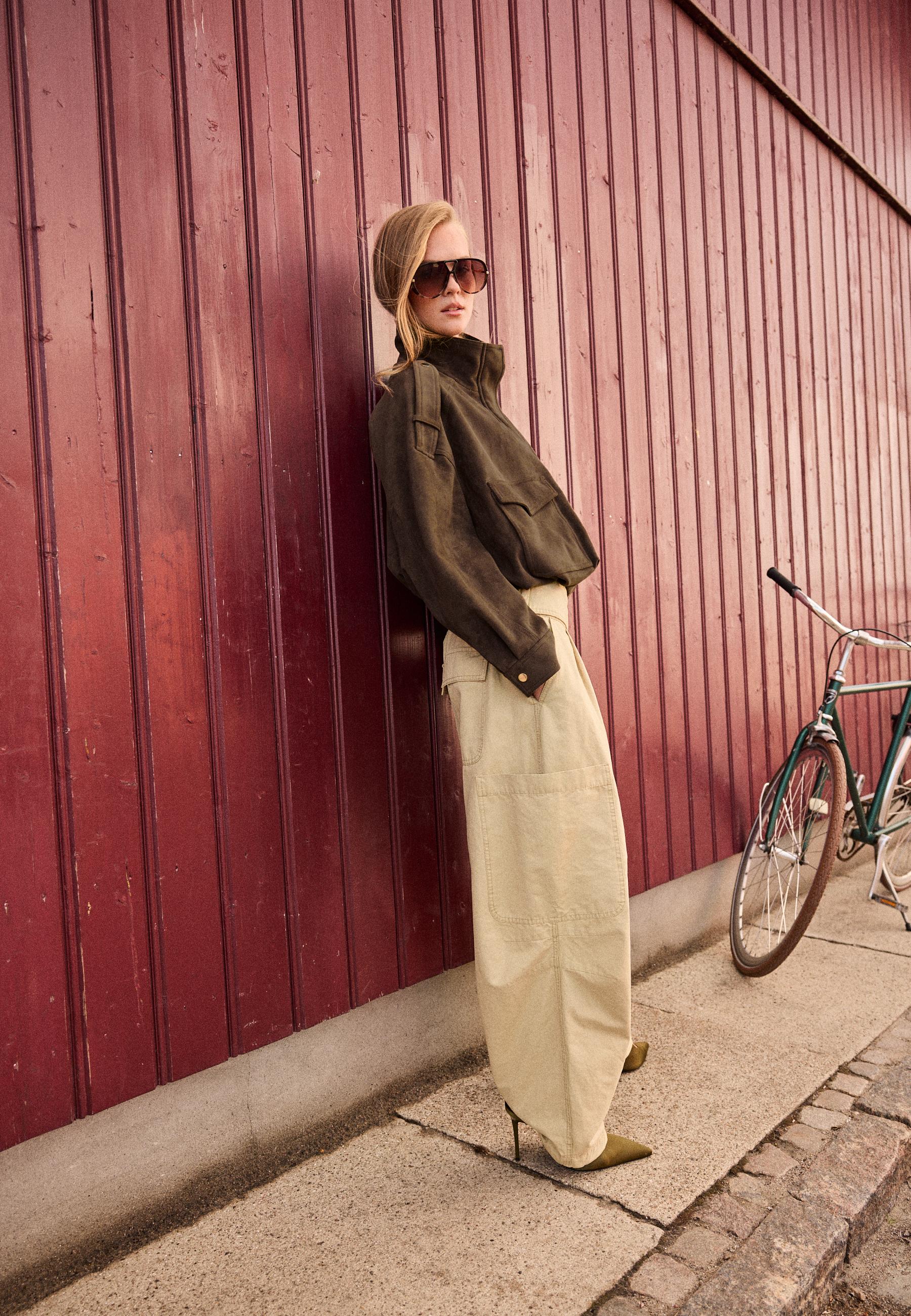 Oversize faux suede jacket — Brown