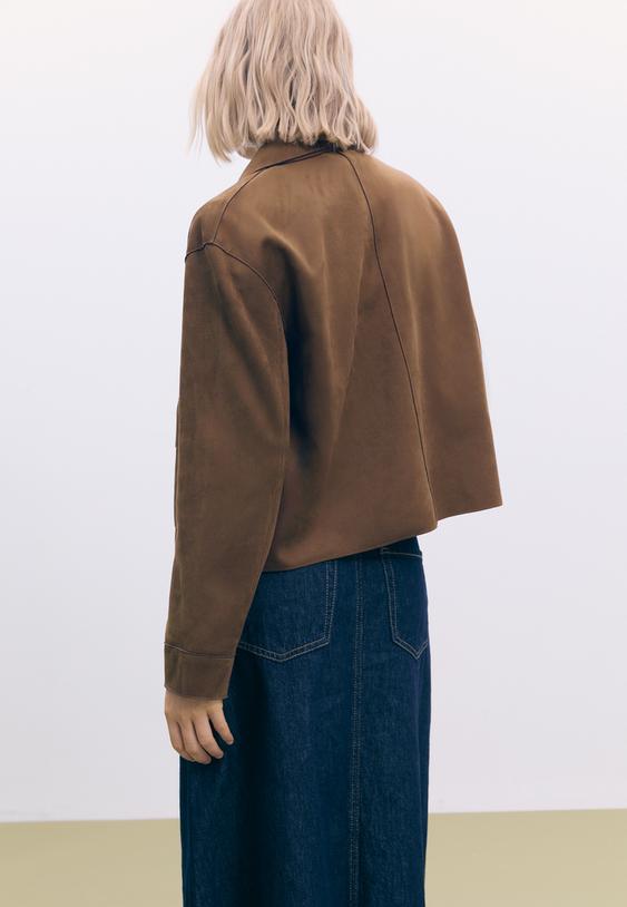 cazadora bolsillos efecto ante