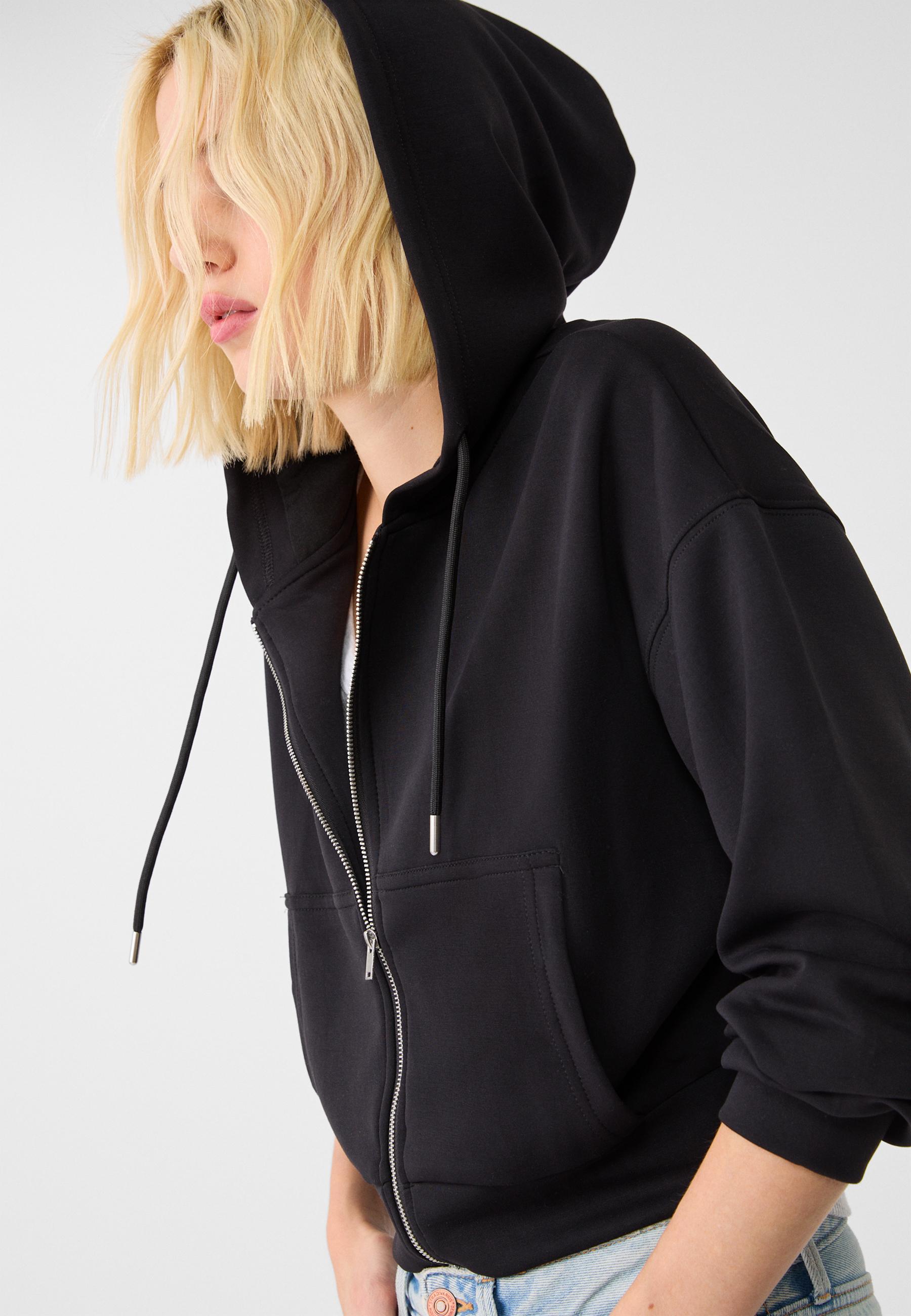 Stradivarius Yumuşak dokulu fermuarlı sweatshirt görsel 4