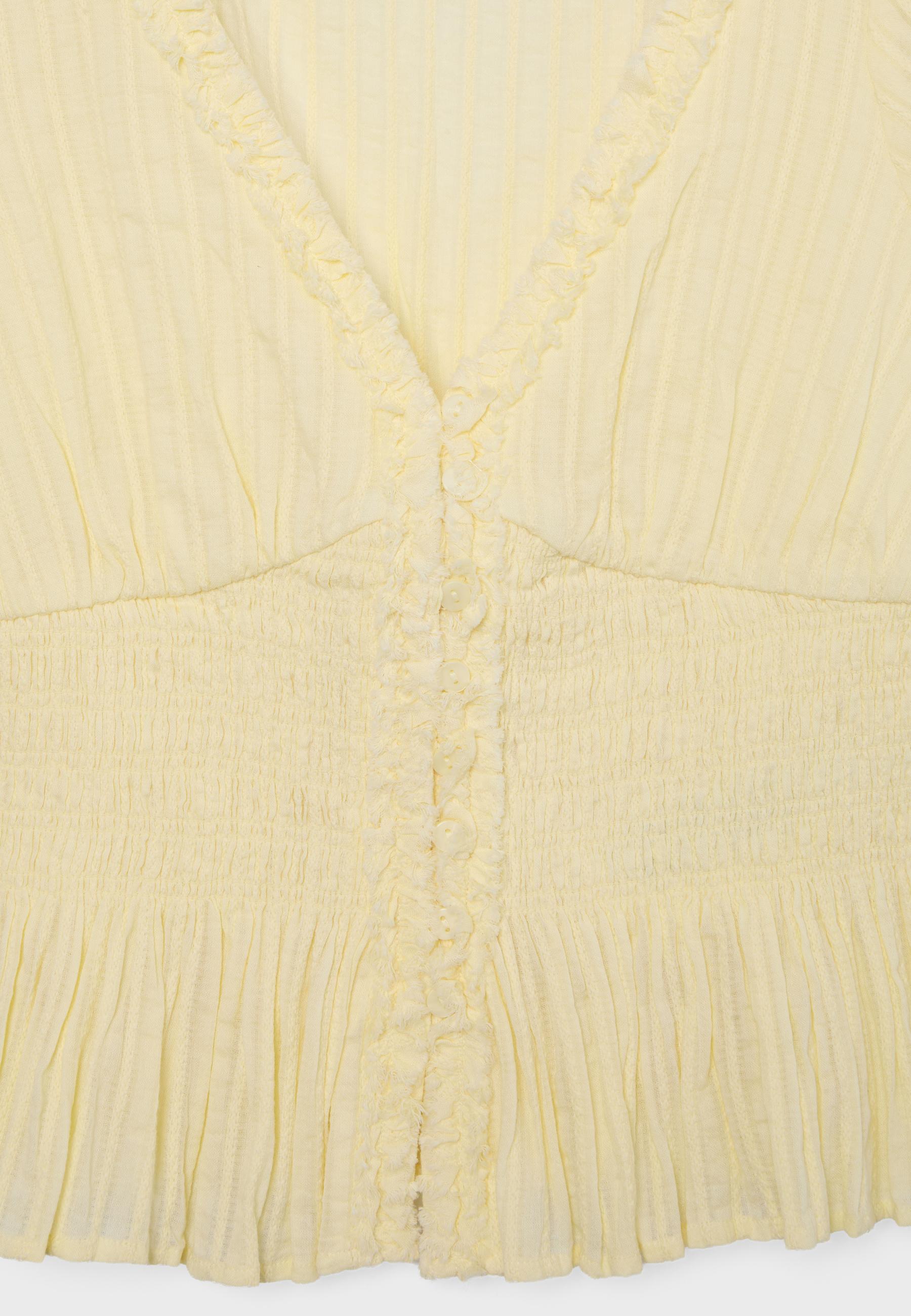 Short sleeve shirred shirt — Gold